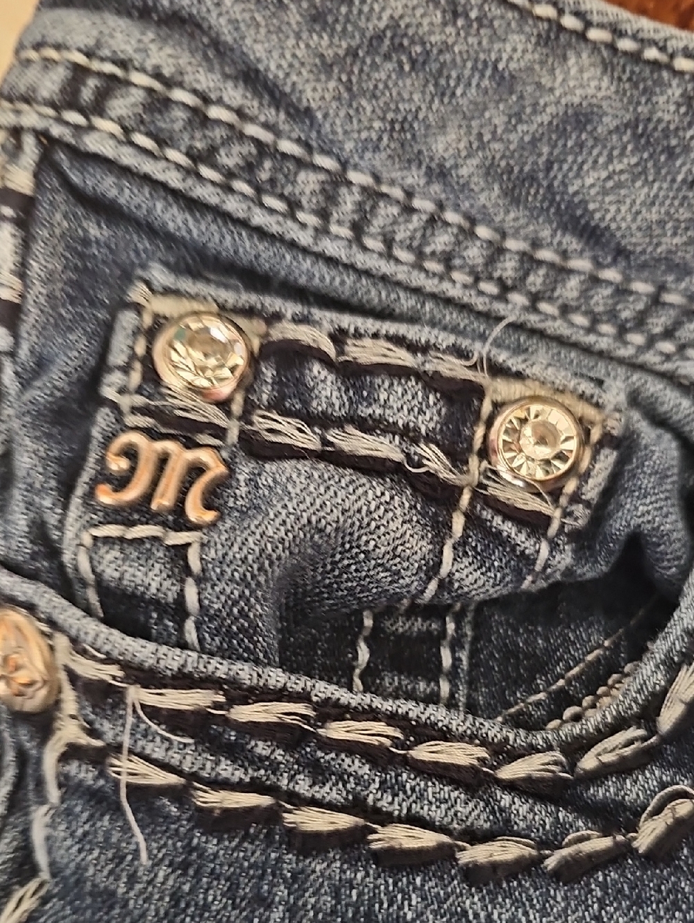 Miss Me Women’s Blue Washed Denim Jeans Size 27 - Picture 6 of 10